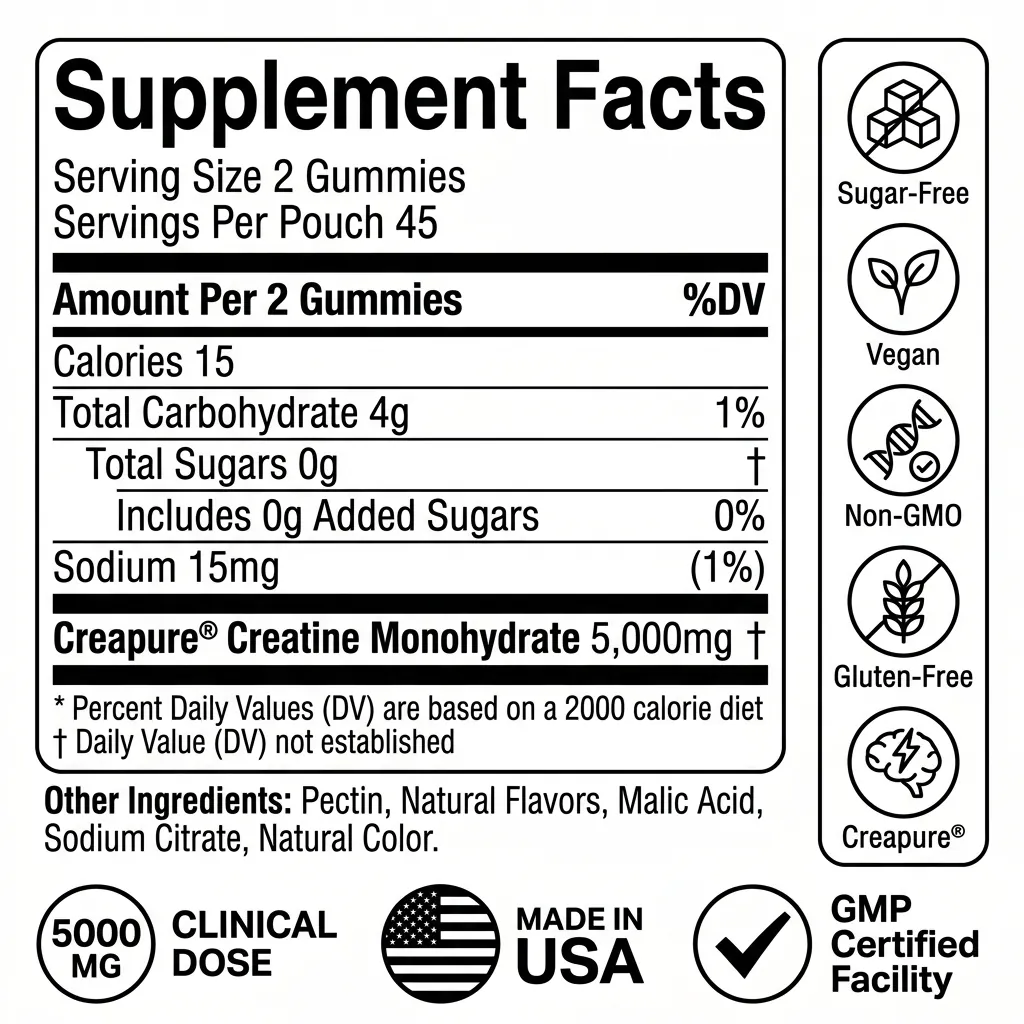 Ember supplement facts — 5000mg Creapure creatine monohydrate per serving